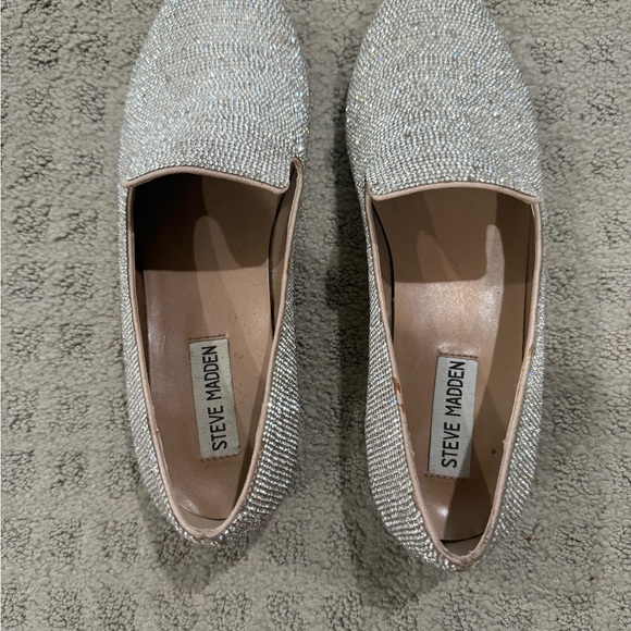 Steve Madden Silver Rhinestone Women's Shoes Loafers, Size 8 - Picture 1 of 5